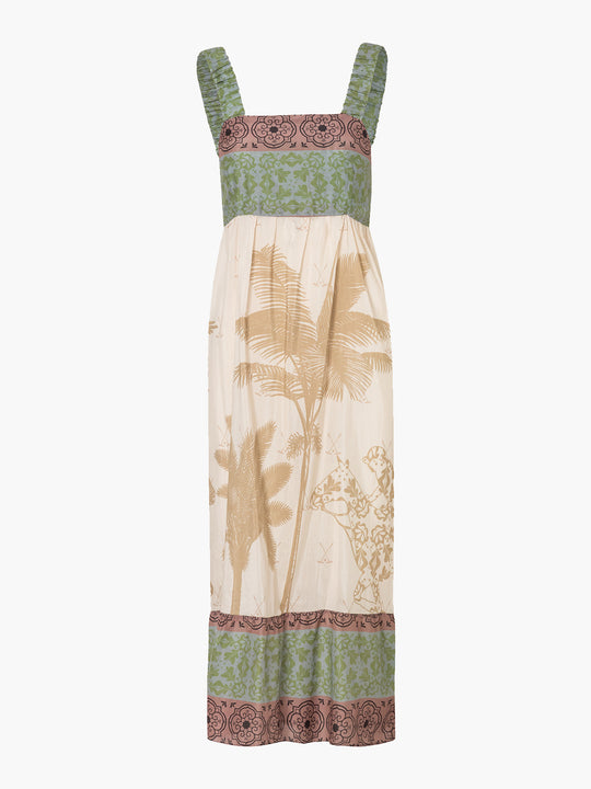 Sol de Occidente Cotton-Silk Midi Dress | Ivory Palms