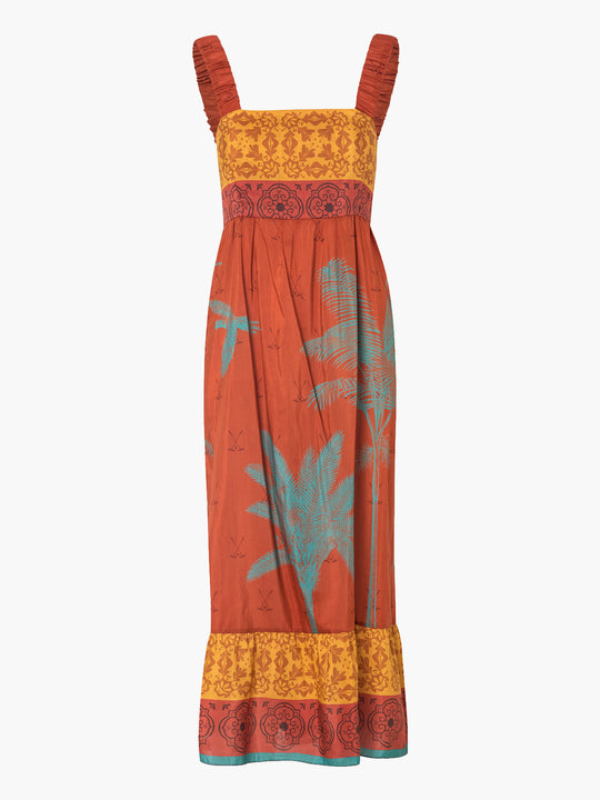 Sol de Occidente Cotton-Silk Midi Dress | Terracota Palms