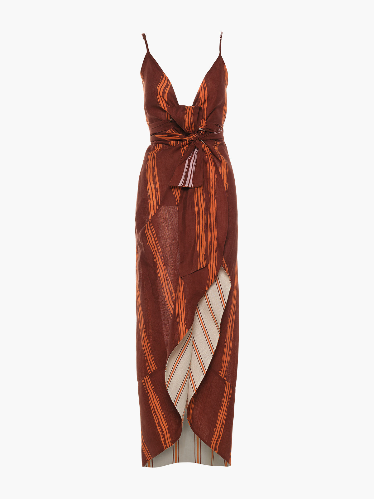 Sophia Linen Dress | Wine Stripes