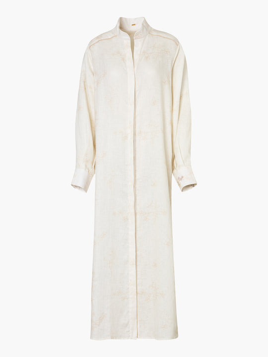 Thalia Linen Shirt Maxi Dress | Ivory
