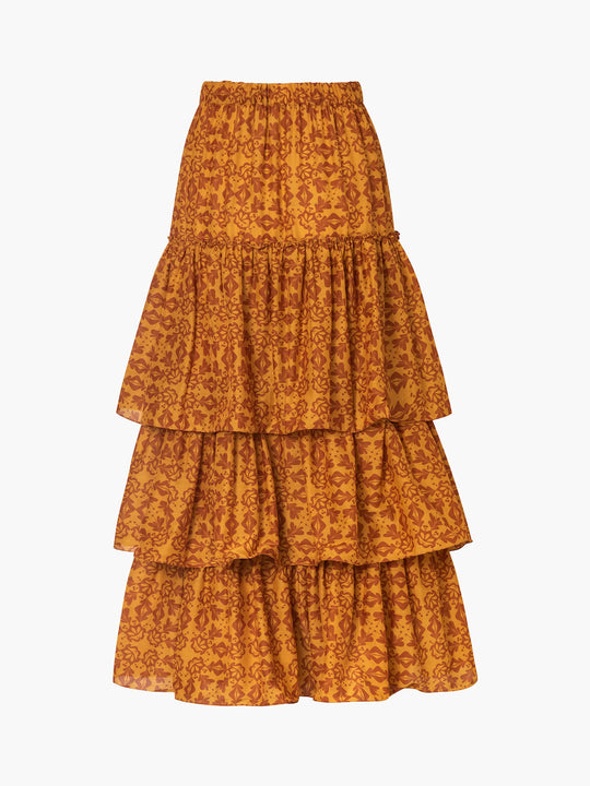 Tigre del Mar Cotton-Silk Skirt | Mustard Arabesque