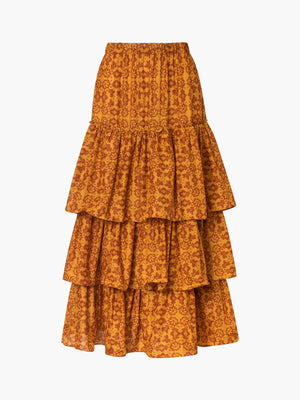 Tigre del Mar Cotton-Silk Skirt | Mustard Arabesque Tigre del Mar Cotton-Silk Skirt | Mustard Arabesque