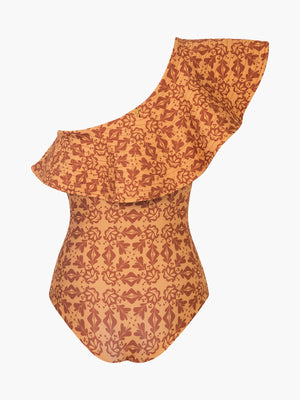 Tucan One Piece | Mustard Arabesque/Brown Tucan One Piece | Mustard Arabesque/Brown