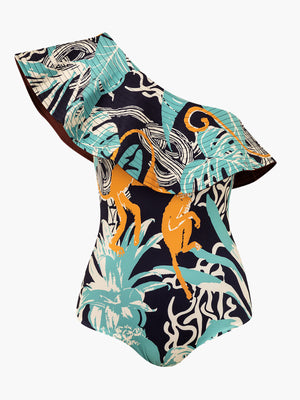 Tucan One Piece | Brown/Blue Monkeys Tucan One Piece | Brown/Blue Monkeys - Fashionkind