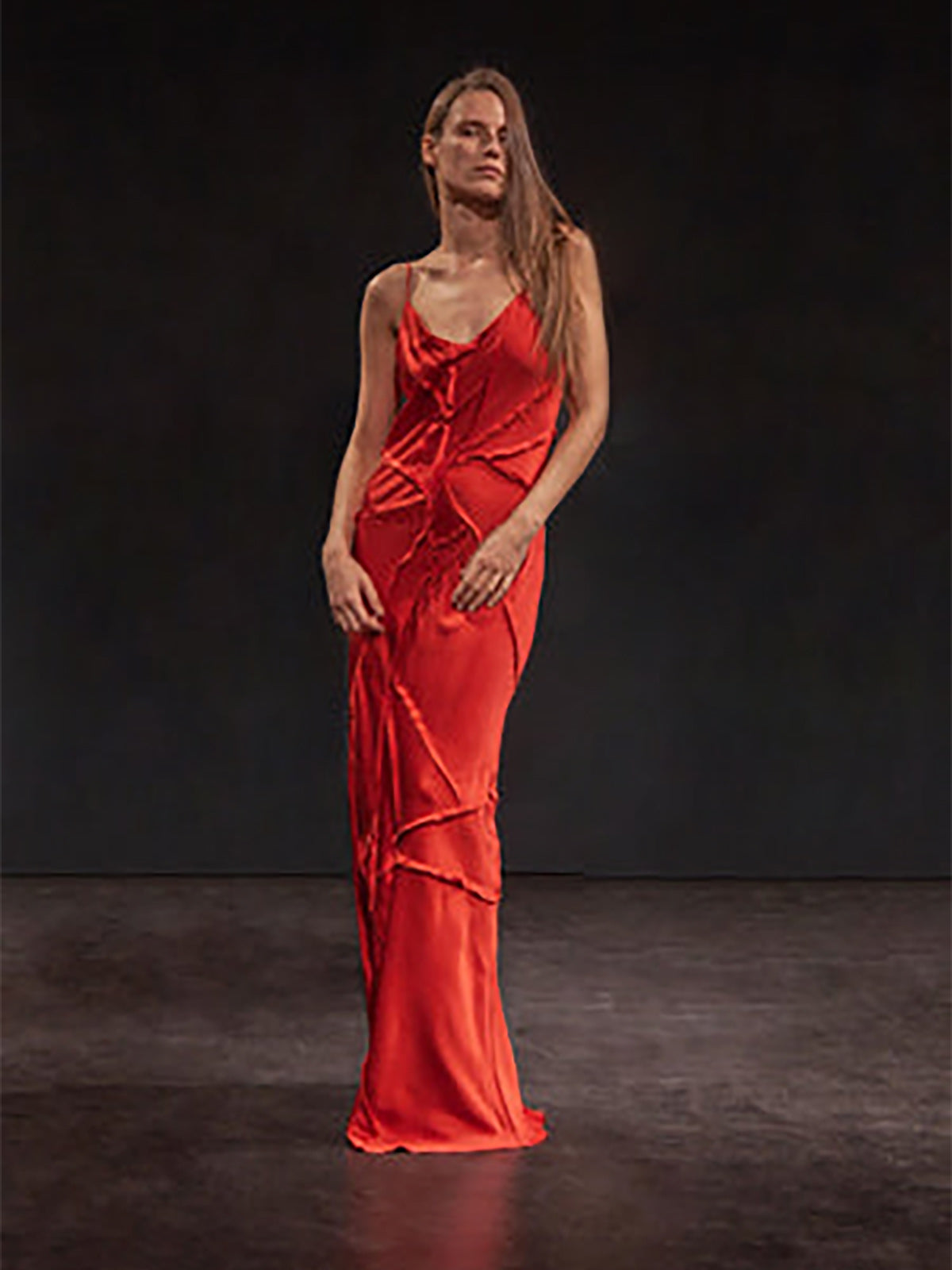 Elongated Recycled Dress with Slit | Crimson