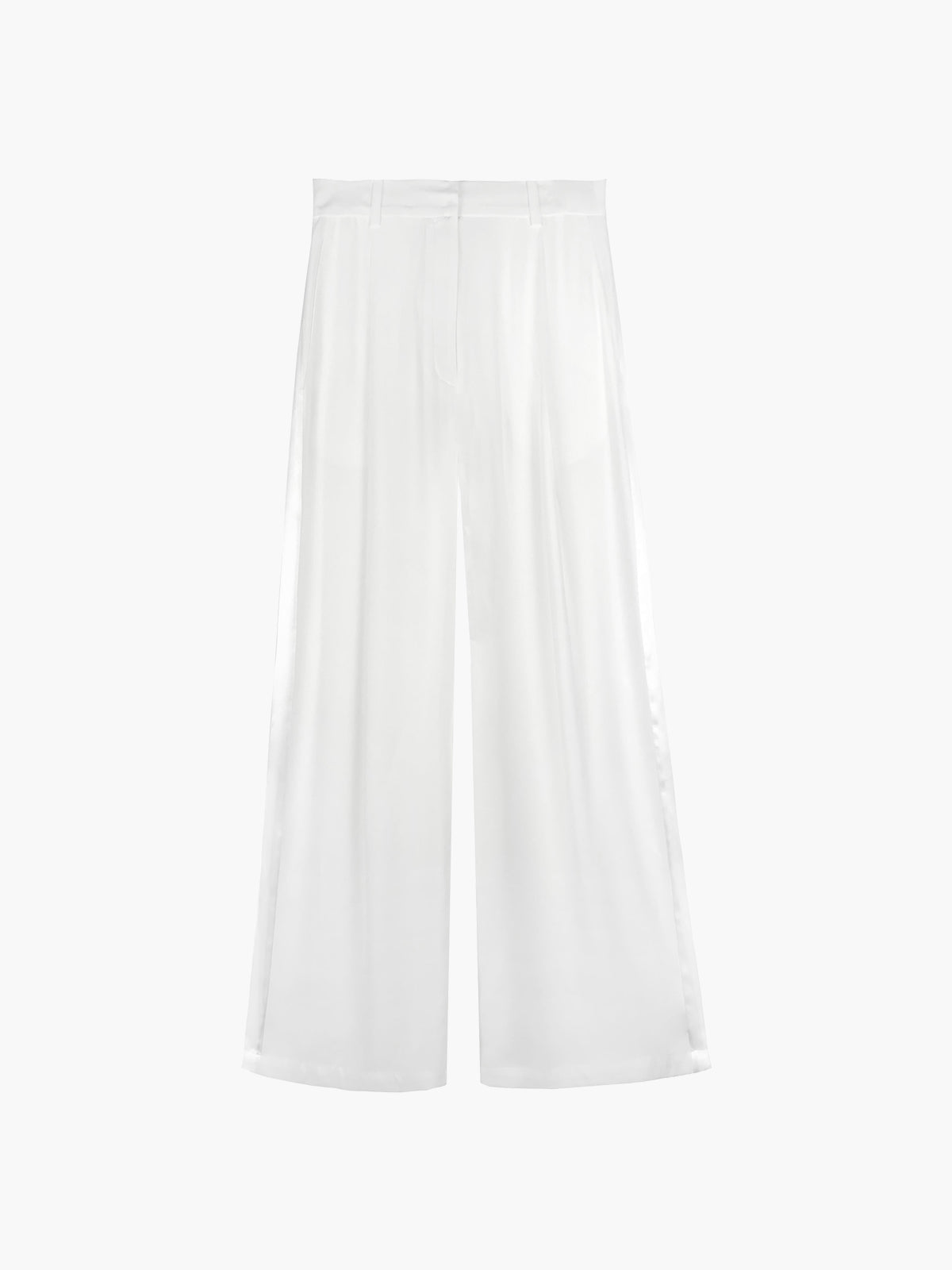 Buy White Satin Pants, Wide Leg Long Pants for Women, Silk High