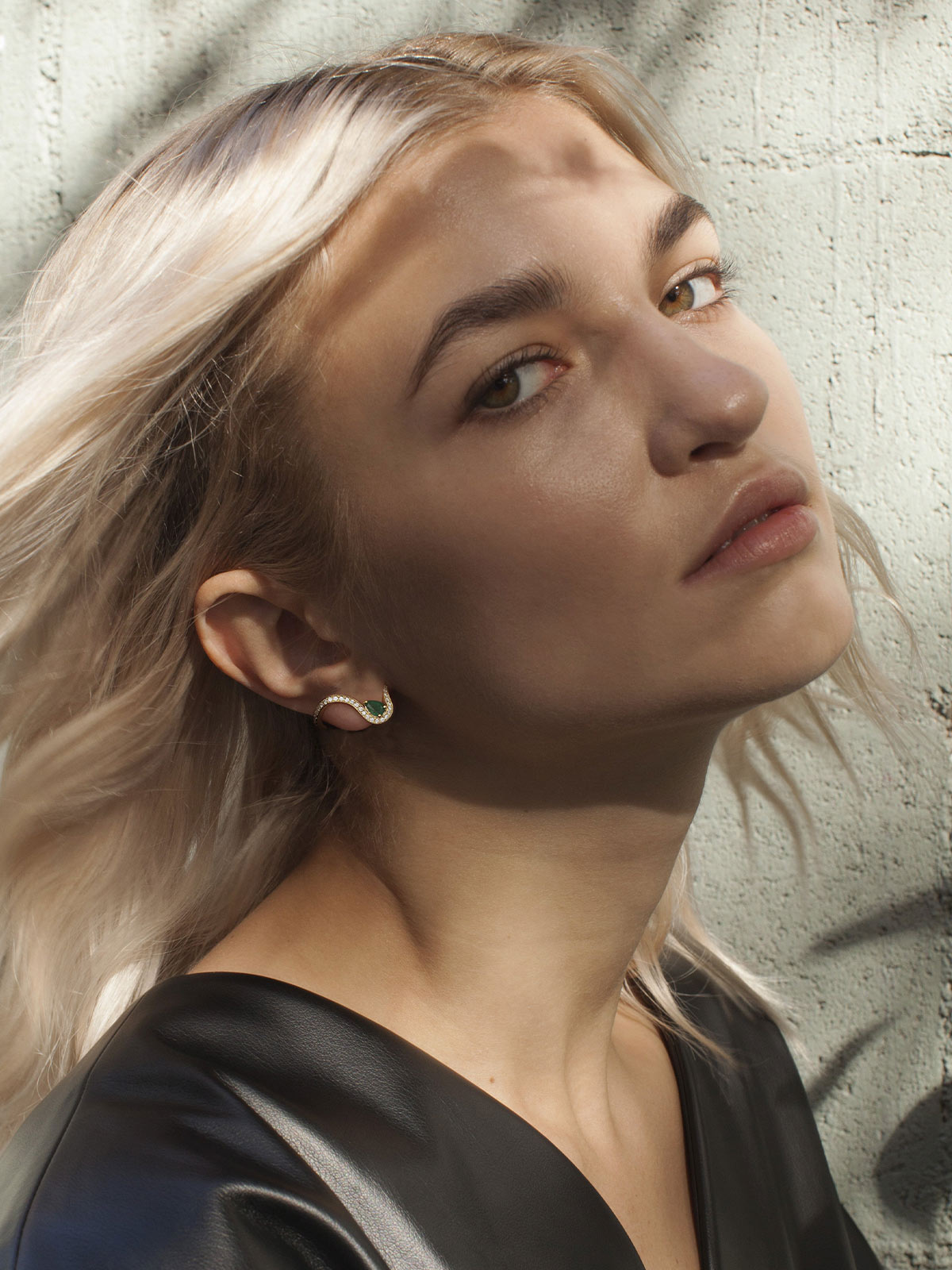 Emerald Trace Pave Earring Emerald Trace Pave Earring