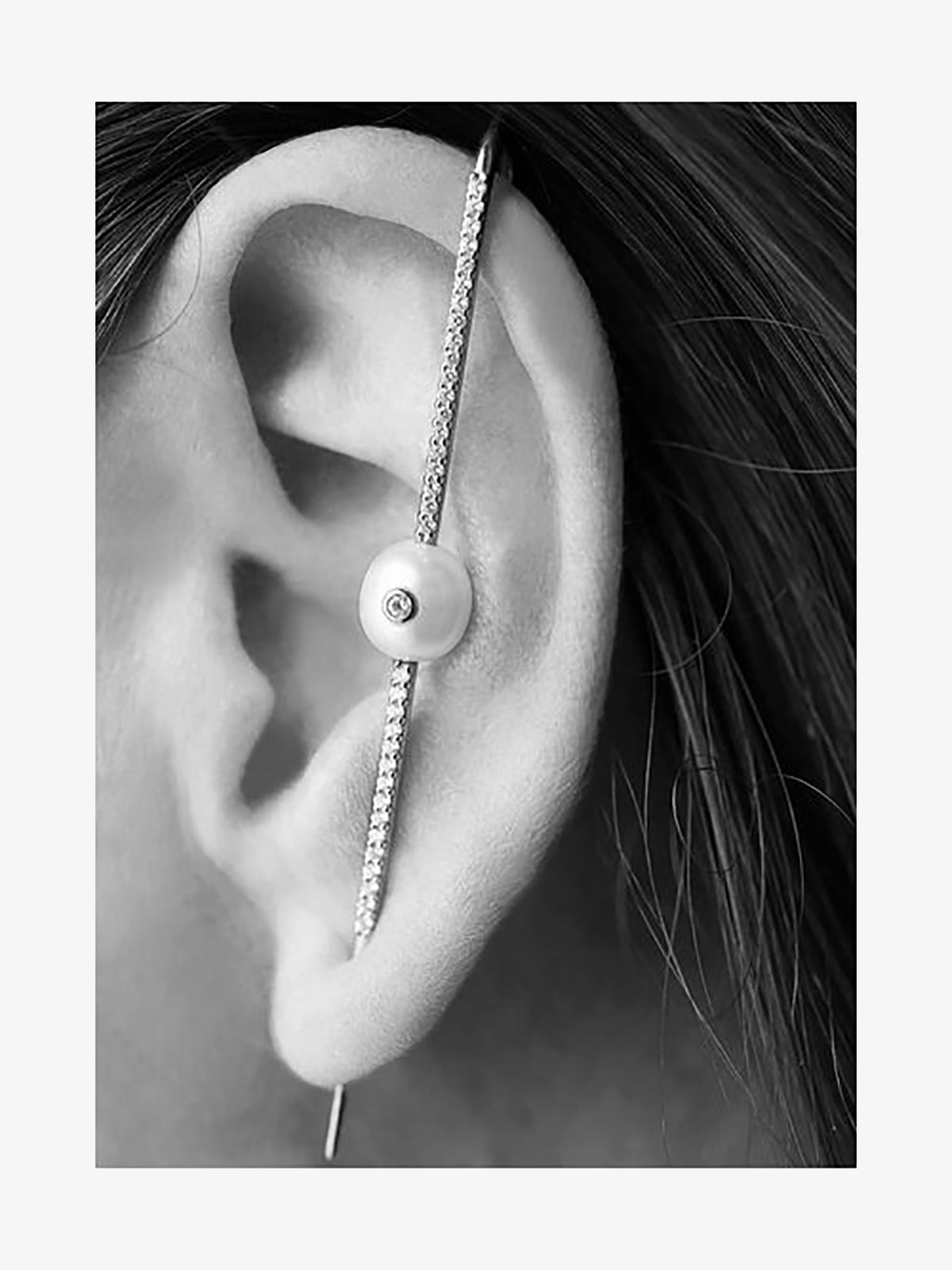 Floating Pearl Pave Ear Pin - Fashionkind