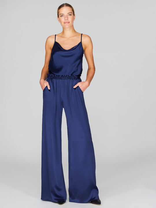 Satin Drape Front Camisole | Marine