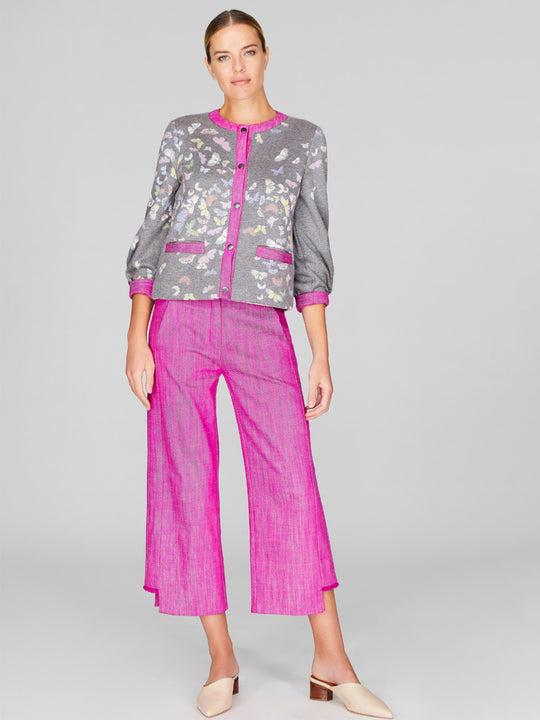 Flutter Print Sweater Knit Short Boxy Jacket