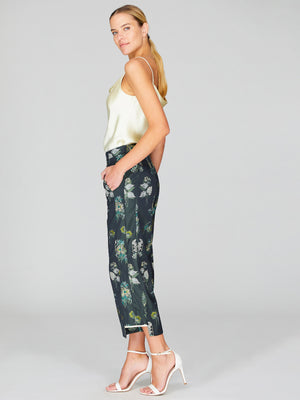 Watercolor Botanic Straight Pant With Step Hem | Green Combo Watercolor Botanic Straight Pant With Step Hem | Green Combo