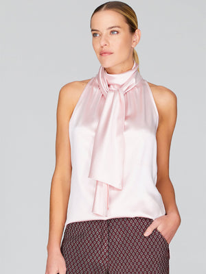 Satin Tie Neck Top | Petal Satin Tie Neck Top | Petal