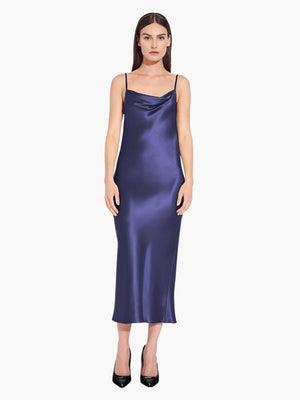 Satin Drape Front Camisole Dress | Marine Satin Drape Front Camisole Dress | Marine