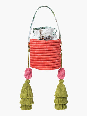 Deux Lux GORGEOUS pink bucket drawstring backpack woven