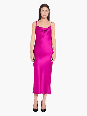 Satin Drape Front Camisole Dress | Cerise Satin Drape Front Camisole Dress | Cerise