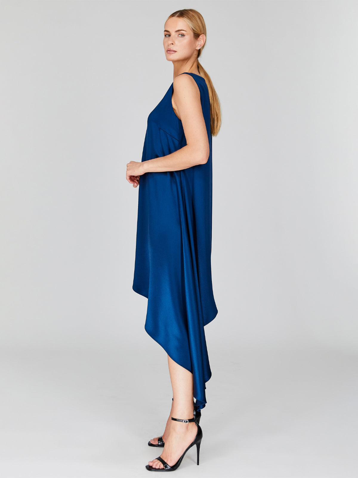 Satin Sleeveless Asymmetric Dress Satin Sleeveless Asymmetric Dress