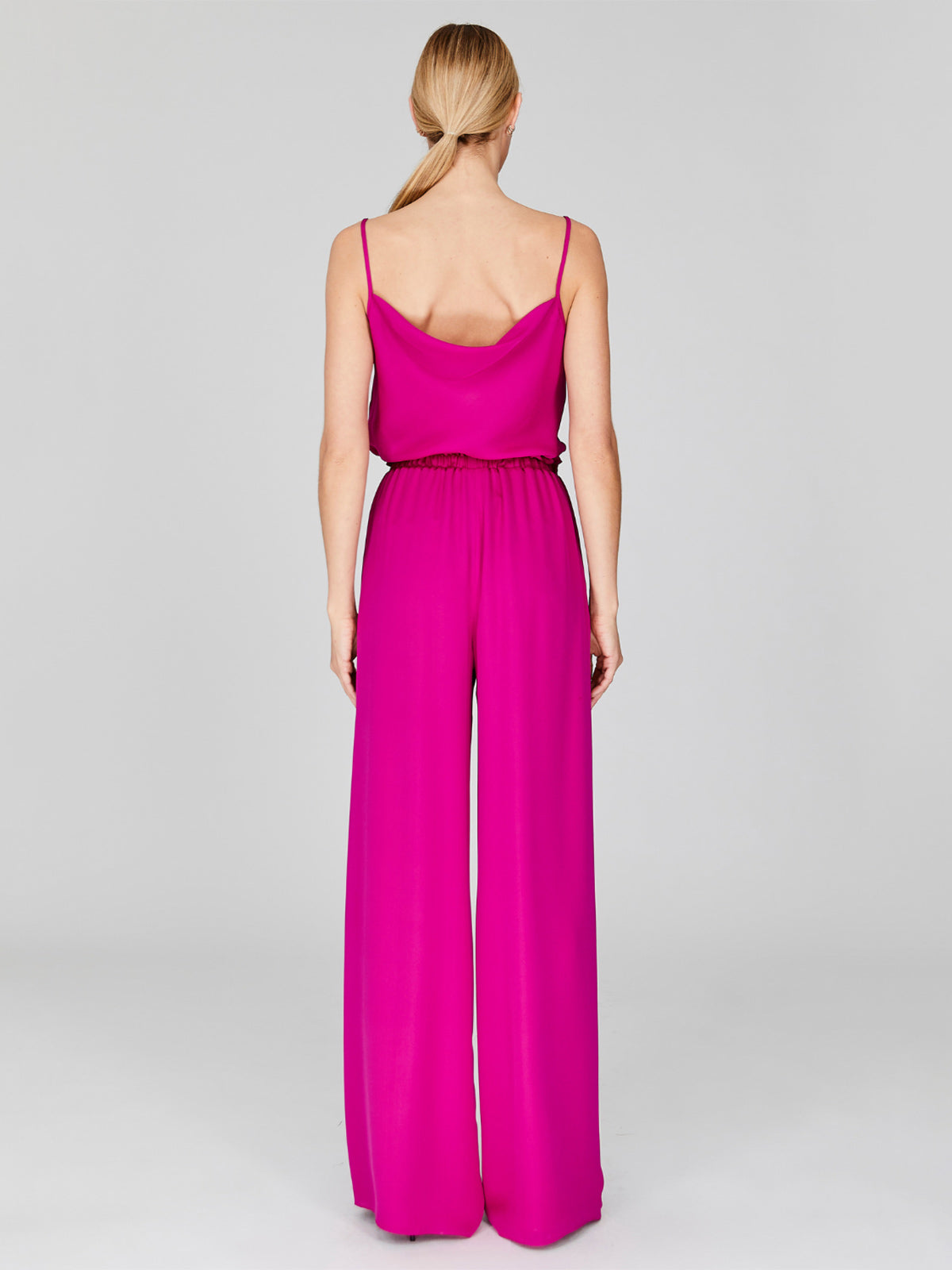 Silk Georgette Pajama Pants with Elastic Waist | Cerise Silk Georgette Pajama Pants with Elastic Waist | Cerise