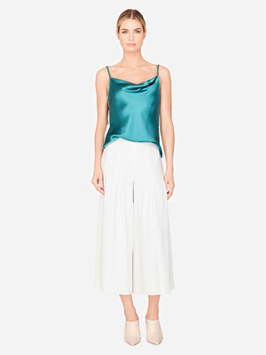 Stretch Base Wide Pleated Pants With Side Zip Stretch Base Wide Pleated Pants With Side Zip