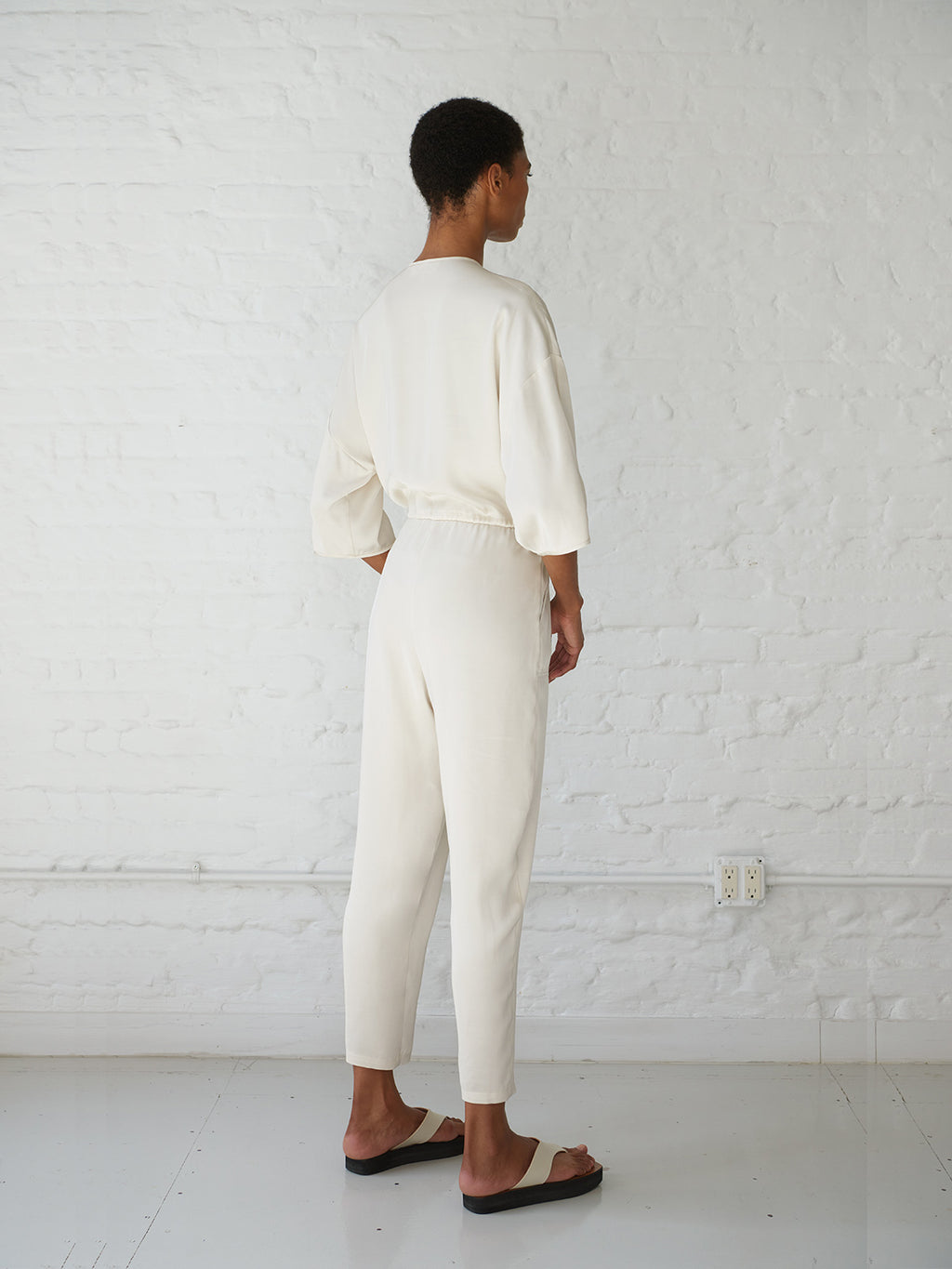 Karla Kimono Sleeve Satin Jumpsuit | Ivory