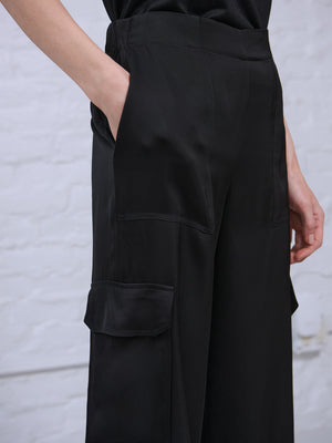 Marilyn Vegan Silk Cargo Pants | Black Marilyn Vegan Silk Cargo Pants | Black