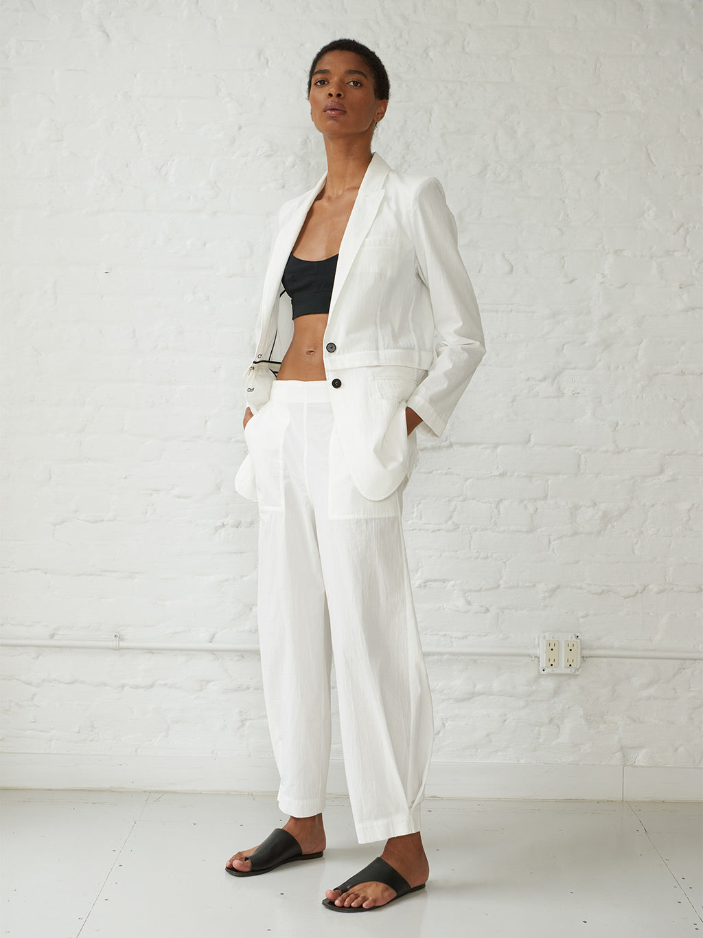 Tamara Convertible Japanese Cotton Blazer | White