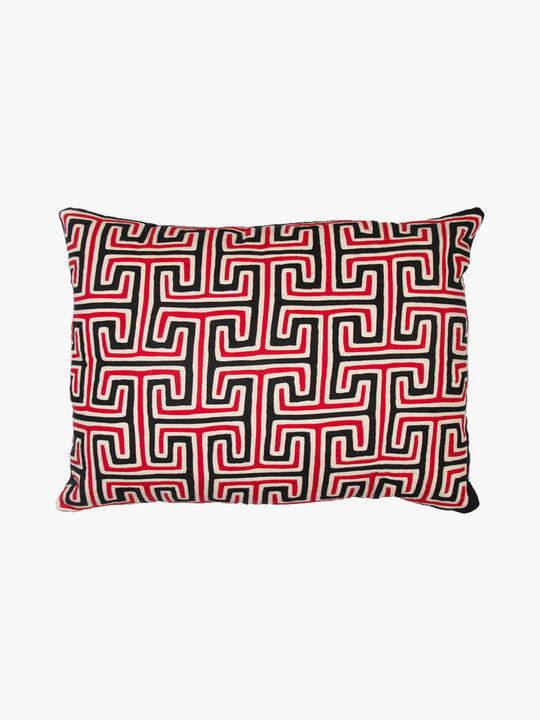 Kuna Cushion | Black/Ivory/Ruby