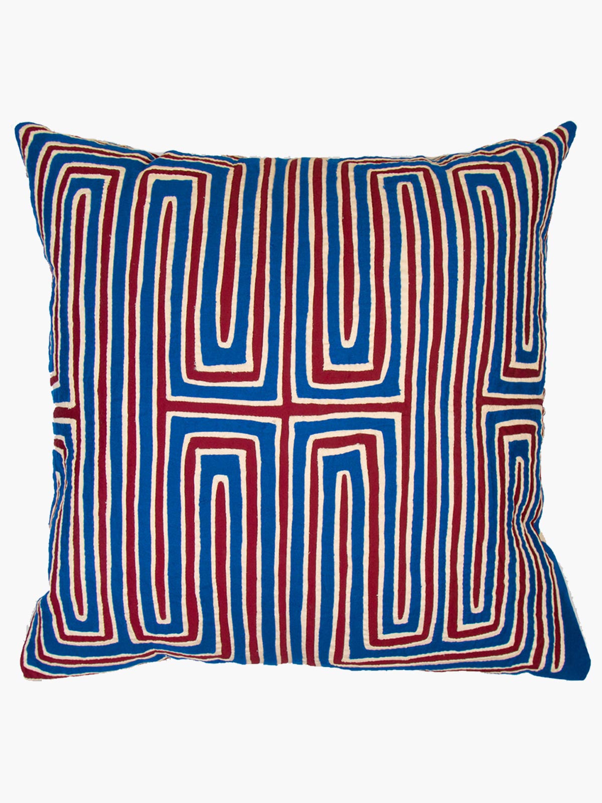 Large Kuna Cushion | Royal Blue/Ivory/Wine Large Kuna Cushion | Royal Blue/Ivory/Wine