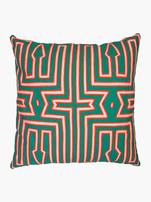 Large Kuna Cushion | Muted Green/Orange/Blush Large Kuna Cushion | Muted Green/Orange/Blush