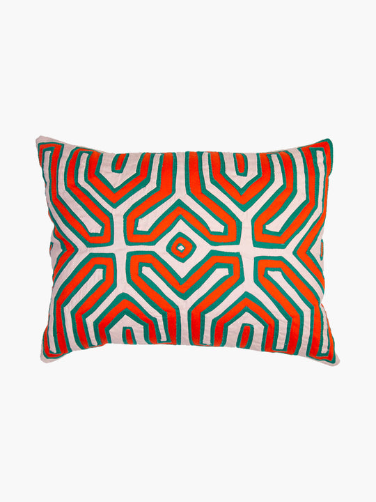 Kuna Cushion | Muted Green/Orange/Blush