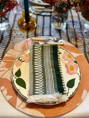 Linen Damask Tutti Le Foglie Charger Plate | Giallo Rame Linen Damask Tutti Le Foglie Charger Plate | Giallo Rame