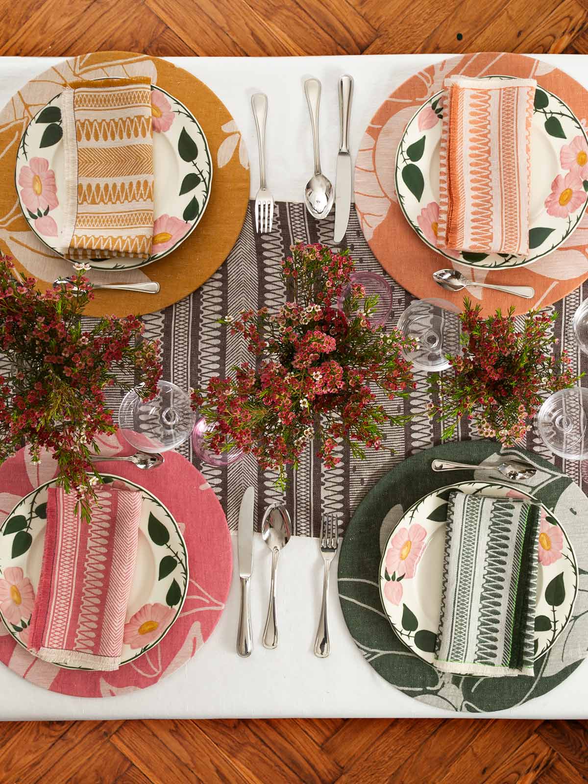 Linen Damask Cesta Set of 2 Linen Napkins | Pink Linen Damask Cesta Set of 2 Linen Napkins | Pink