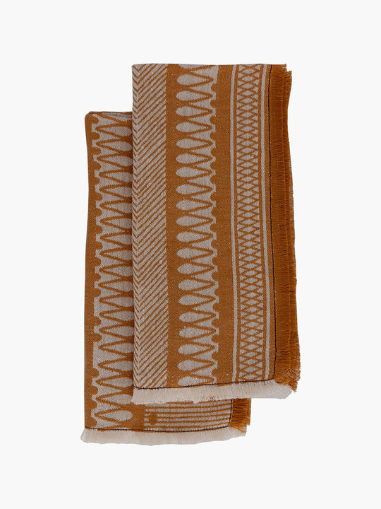 Linen Damask Cesta Set of 2 Linen Napkins | Giallo Rame