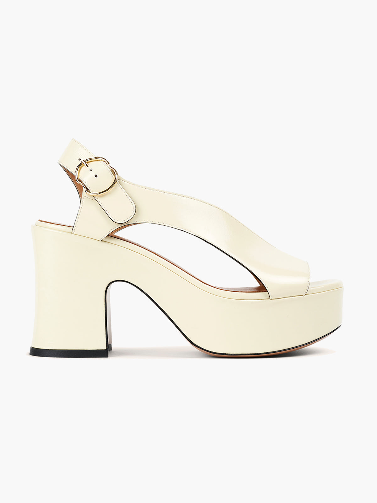 Taxi Sandals | White Semi Patent Leather