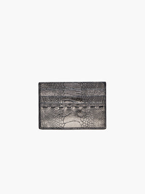 Card Holder Ostrich Shin | Gunmetal Card Holder Ostrich Shin | Gunmetal