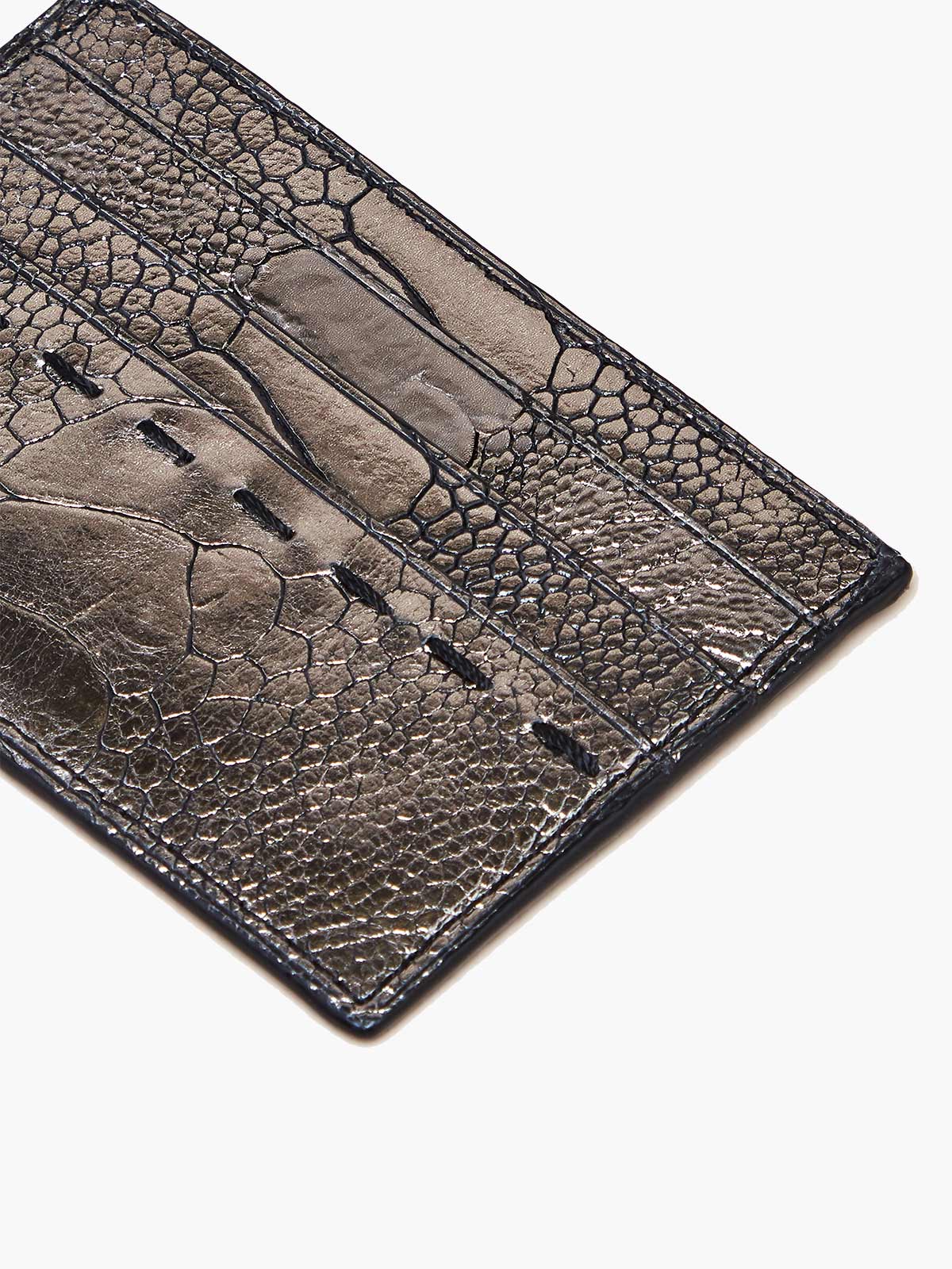 Card Holder Ostrich Shin | Gunmetal Card Holder Ostrich Shin | Gunmetal