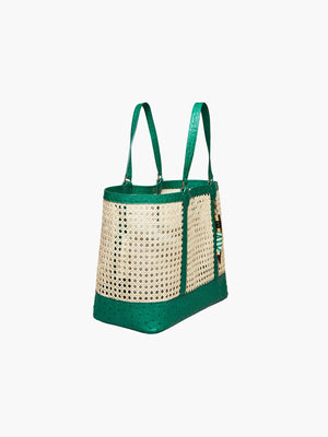 Limited Edition Rattan Large | Brilliant Green Ostrich Limited Edition Rattan Large | Brilliant Green Ostrich