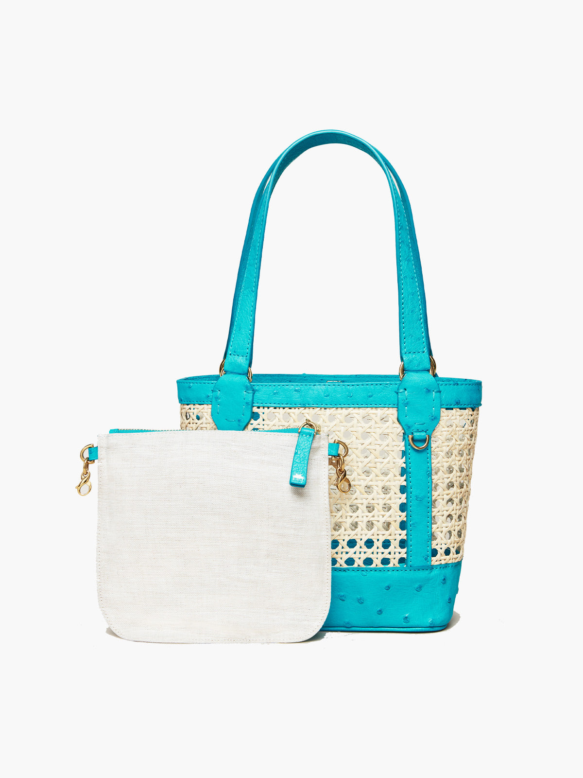 Limited Edition Rattan Small | Crystal Blue Ostrich Limited Edition Rattan Small | Crystal Blue Ostrich