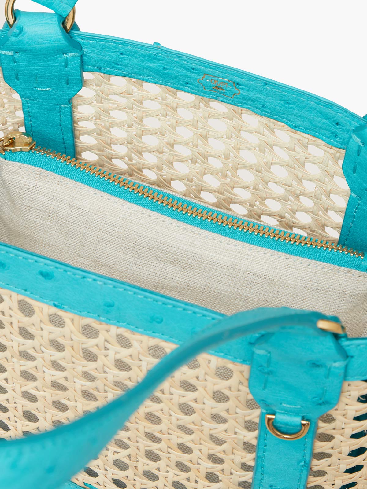 Limited Edition Rattan Small | Crystal Blue Ostrich Limited Edition Rattan Small | Crystal Blue Ostrich