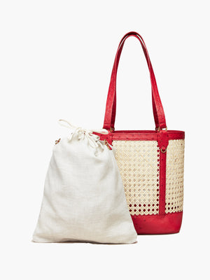 Limited Edition Rattan Small | Scarlet Red Ostrich Limited Edition Rattan Small | Scarlet Red Ostrich