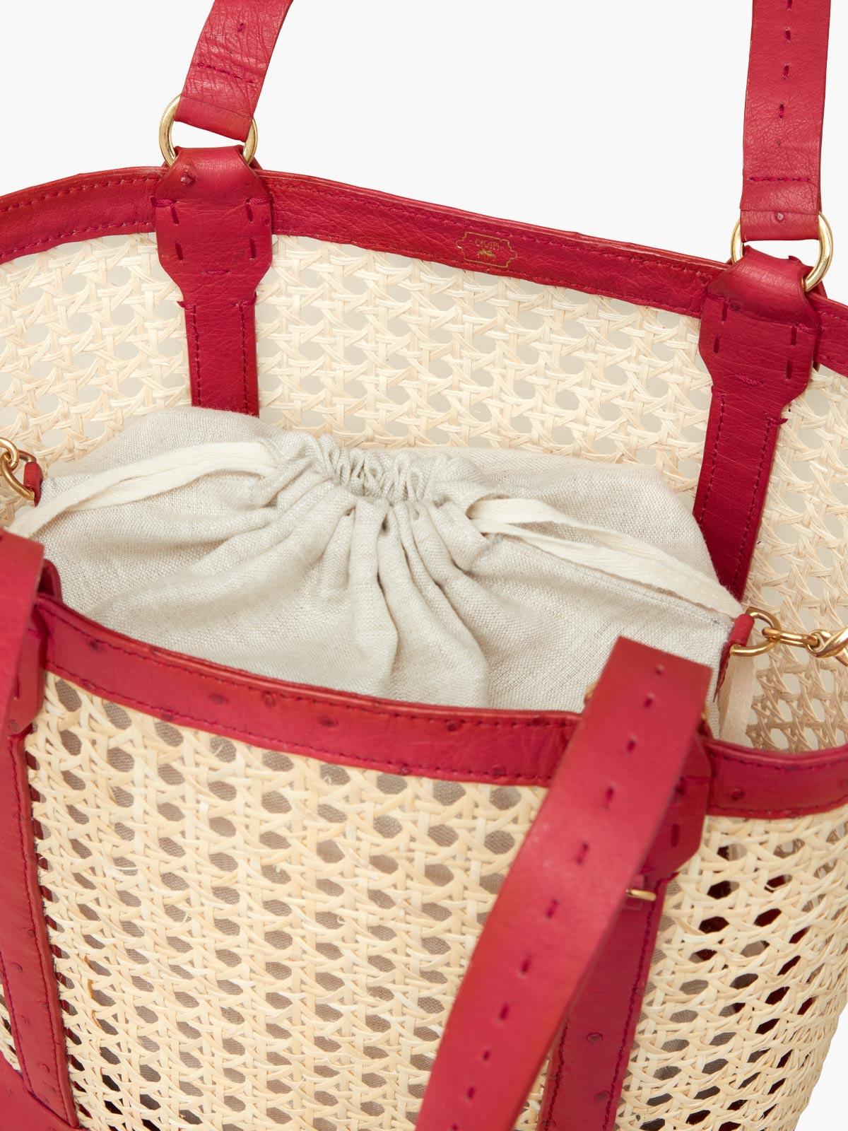 Limited Edition Rattan Small | Scarlet Red Ostrich Limited Edition Rattan Small | Scarlet Red Ostrich