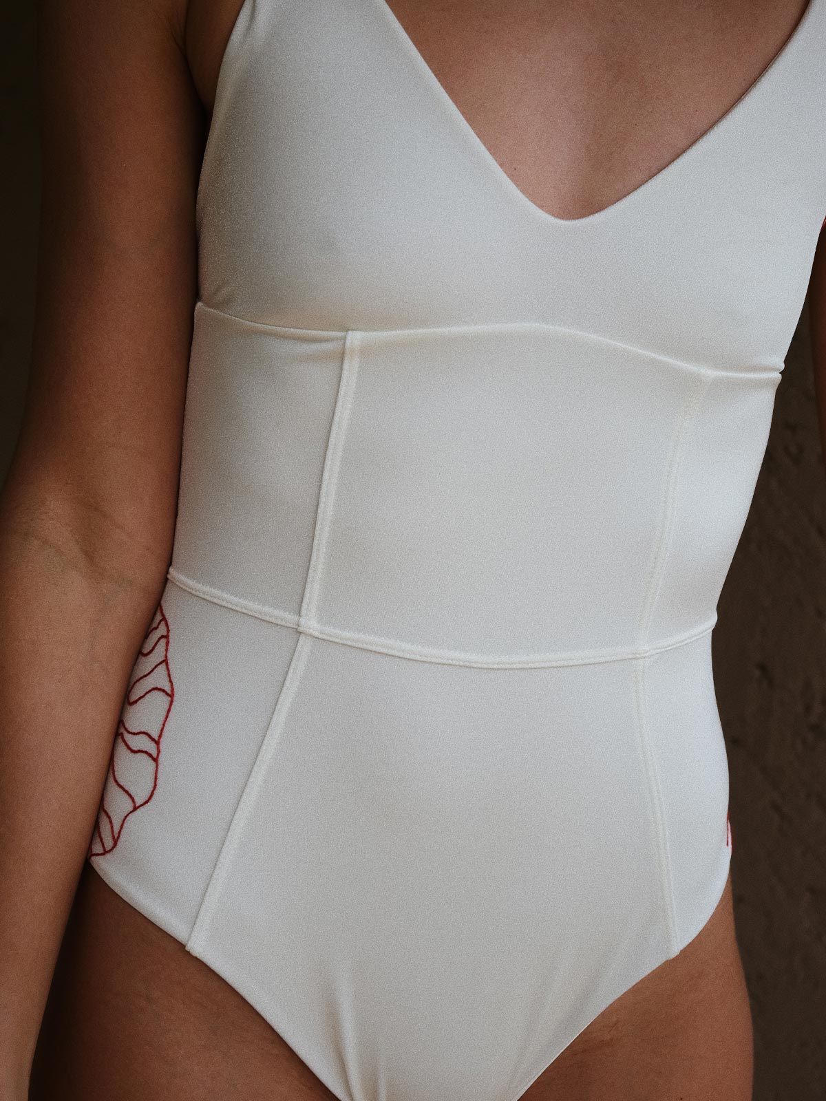 Embroidered Santo Steffano Maillot | Pearled Ivory