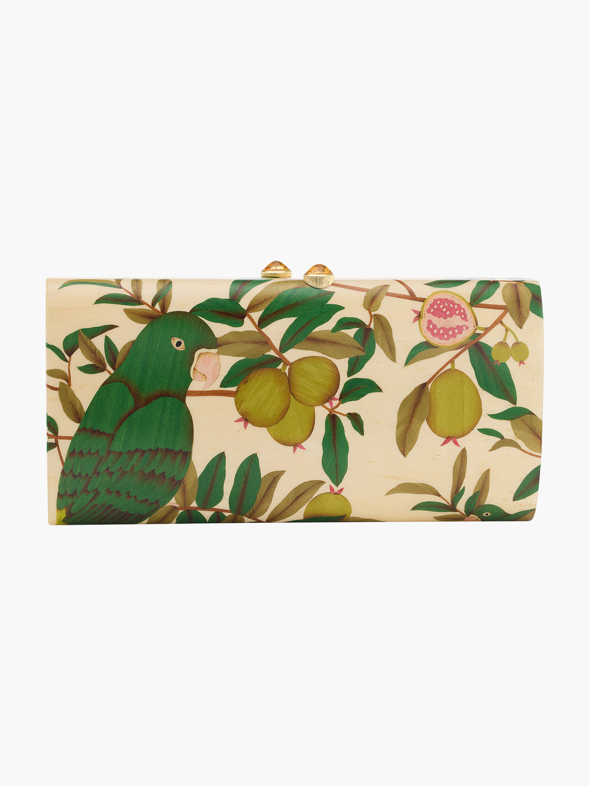 Marquetry Clutch | Guava and Parrot
