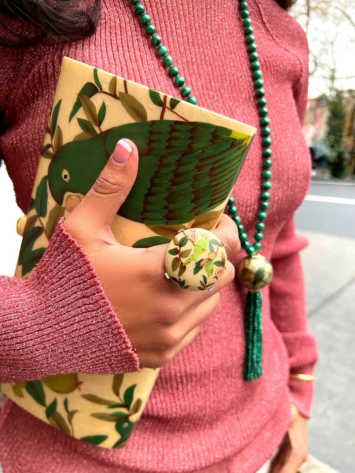 Marquetry Clutch | Guava and Parrot Marquetry Clutch | Guava and Parrot