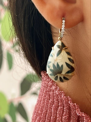 Drop Marquetry Earrings | Mangrove Leaf Drop Marquetry Earrings | Mangrove Leaf