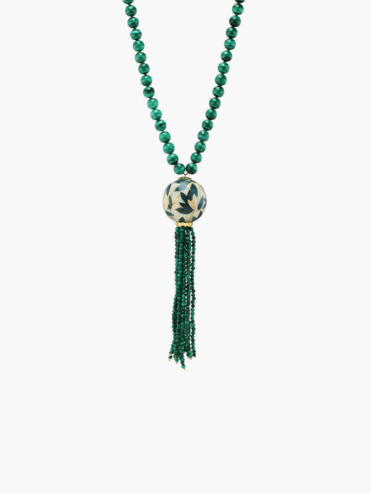 Green Malachite Mala Necklace | Mangrove Leaf