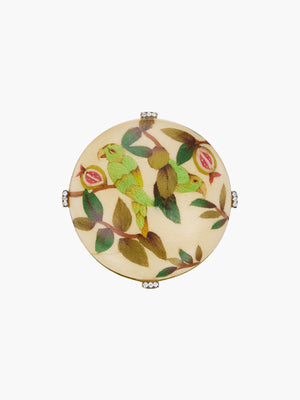 Marquetry Cocktail Ring | Guava and Parrot on Cream Marquetry Cocktail Ring | Guava and Parrot on Cream