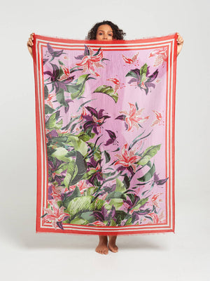 Fringed Sarong Scarf | Hawaiian Lily Fringed Sarong Scarf | Hawaiian Lily