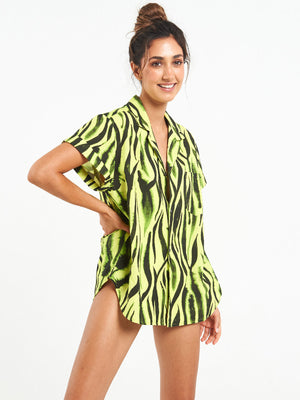 Hawaiian Shirt | Neon Zebra Hawaiian Shirt | Neon Zebra