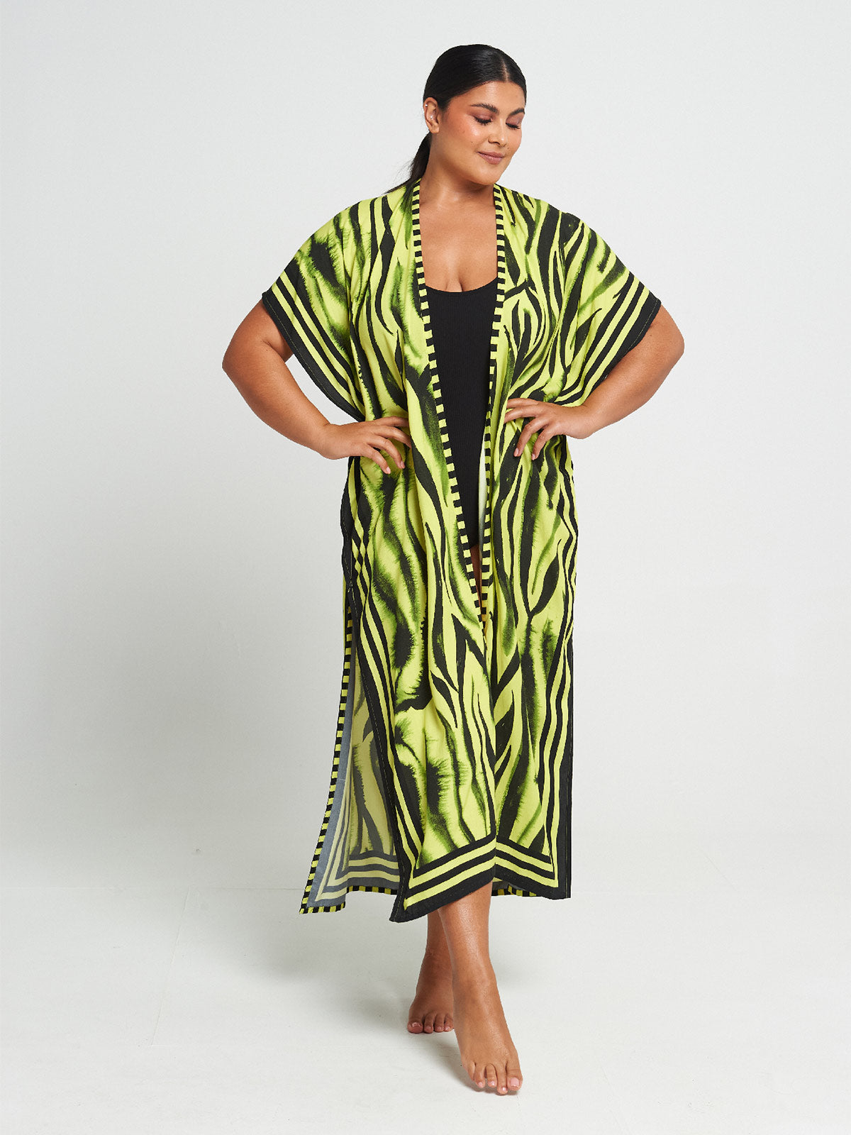 Long Kimono | Neon Zebra Long Kimono | Neon Zebra