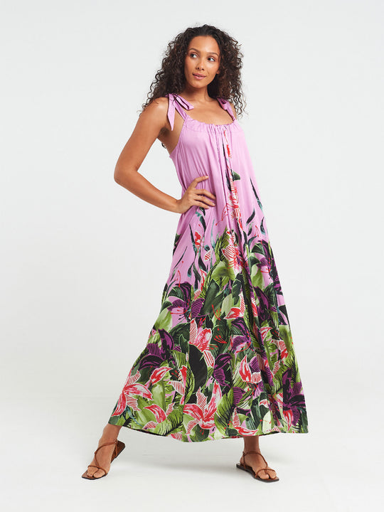 Long Open Back Dress | Hawaiian Lily